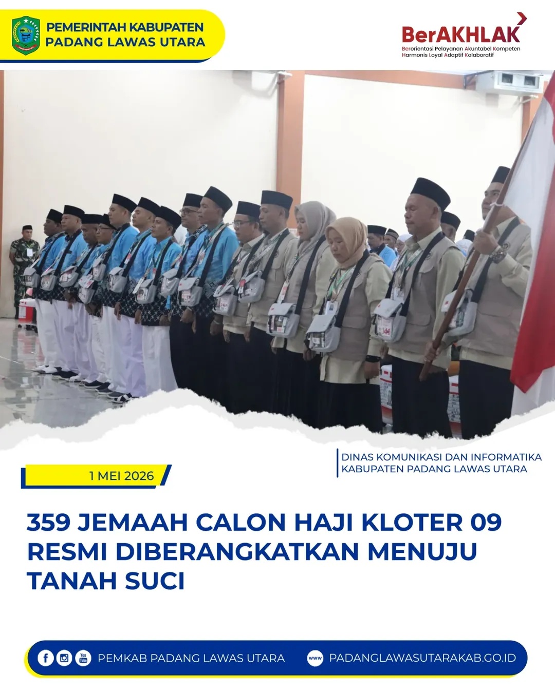 359 Calon Jemaah Haji Kloter 09 Resmi Diberangkatkan ke Tanah Suci