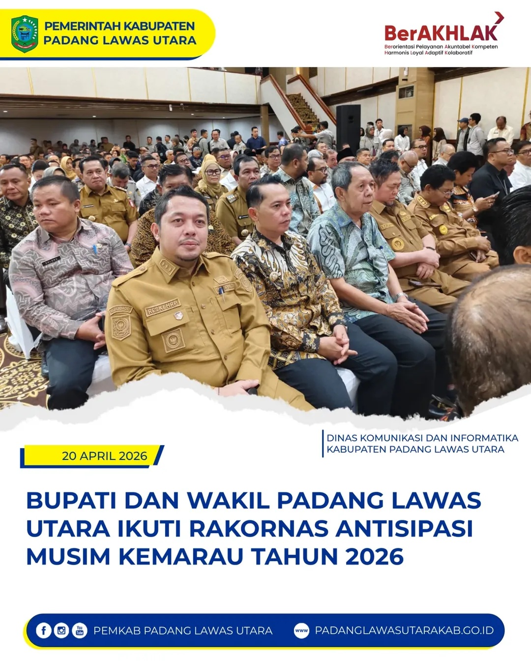 Bupati dan Wakil Bupati Padang Lawas Utara Hadiri Rakornas Antisipasi Musim Kemarau Tahun 2026