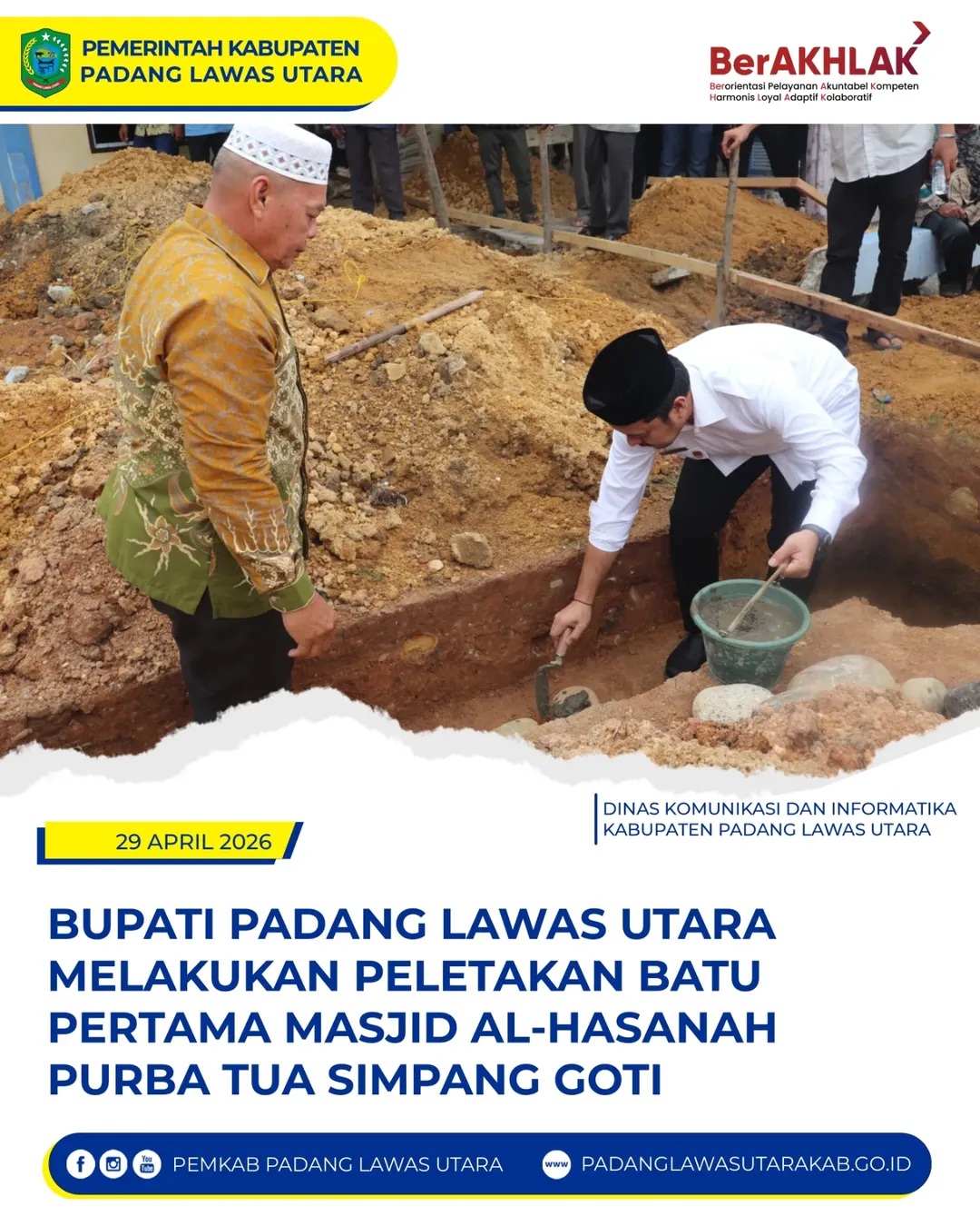 Peletakan Batu Pertama Pembangunan Masjid Al-Hasanah Purba Tua Oleh Bupati Padang Lawas Utara