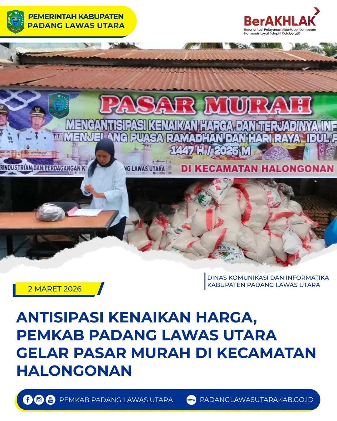 Antisipasi Kenaikan Harga Kebutuhan Pokok, Pemkab Padang Lawas Utara Gelar Pasar Murah di Kecamatan Halongonan